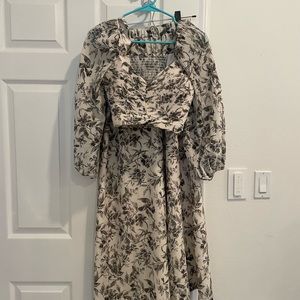 Express ruffled floral crop top and wide leg pants matching set -- S/XS